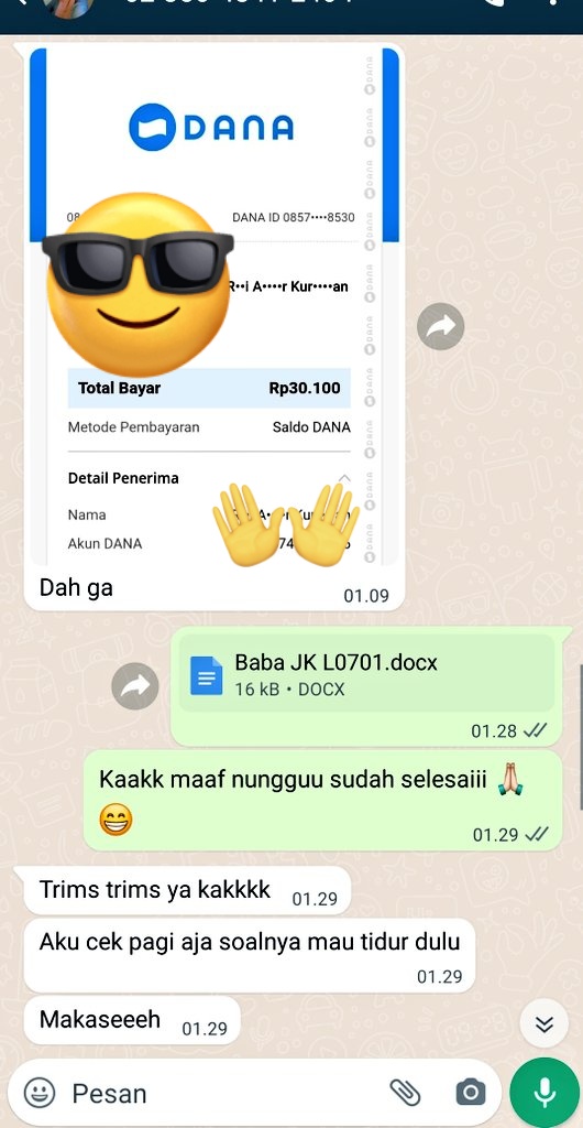 👇 Testimoni BabaJoki 👇
Jasa Translate Abstrak Skripsi, Thesis, Disertasi, Jurnal Dll.
Harga terjangkau, hasil maksimal, terjemah manual bukan terjemah google translate 
#jokitugas #jokitugaskuliah #zonauang #zonajajan #jokibahasa