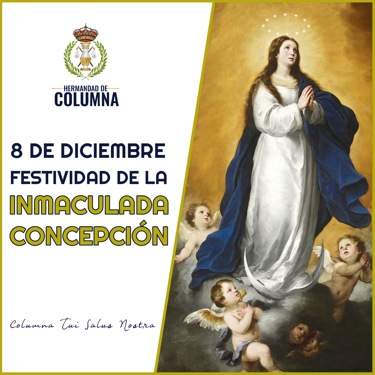 TOTA PULCHRA ES

Hoy, 8 de diciembre, celebramos la festividad de la Inmaculada Concepción. Día en que la Iglesia Católica recuerda que María Santísima siempre estuvo libre del pecado original.