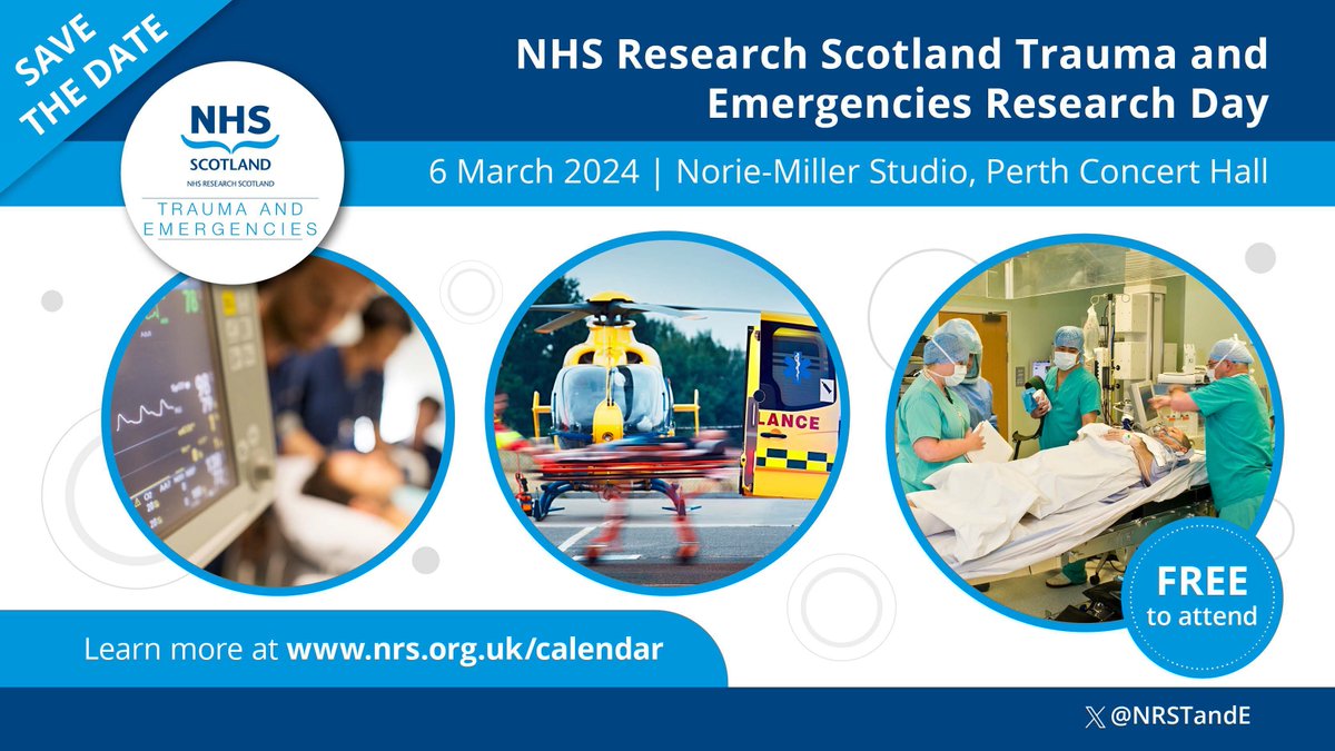 NRS Trauma and Emergencies Specialty (@nrstande) on Twitter photo Join <a href="/NRSTandE/">NRS Trauma and Emergencies Specialty</a> on Wednesday 6thMarch 2024 for an update on Trauma and Emergency Research and Innovation in Scotland.
TicketTailor registration details to follow Join <a href="/NRSTandE/">NRS Trauma and Emergencies Specialty</a> on Wednesday 6thMarch 2024 for an update on Trauma and Emergency Research and Innovation in Scotland.
TicketTailor registration details to follow