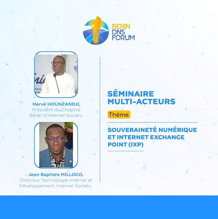 benindnsforum's tweet photo. Discussions autour des points d'échanges par Hervé HOUNZANDJI, président @isocbenin et Jean Baptiste Millogo , Directeur Technologie Internet et Développement à @internetsociety. Il faut avoir plusieurs points d'échanges.

#BDF2023 https://t.co/RyehfgGZRt