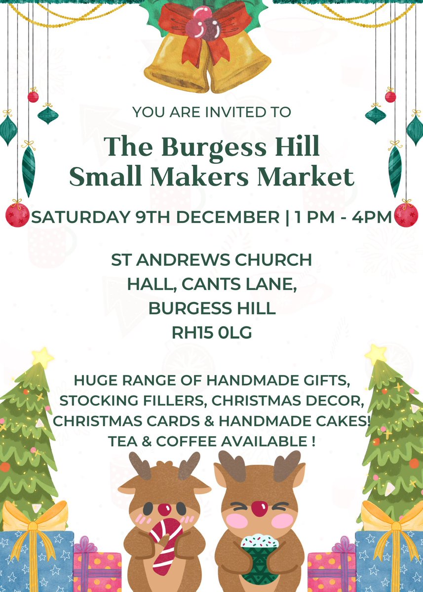 Tomorrow in Burgess Hill is a small makers market from 1-4pm! Please pop along and support local businesses and people! 🎄💚 #burgesshill #makersmarket #christmas #midsussex #christmasmarket #localbusinesses