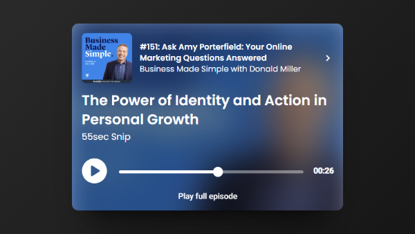 Overheard at the Business Made Simple podcast by @donaldmiller:

'Identity lags behind action' - @AmyPorterfield

This is why I believe in a routines-first approach to personal development

You gotta keep putting in the reps over & over again until your new identity clicks