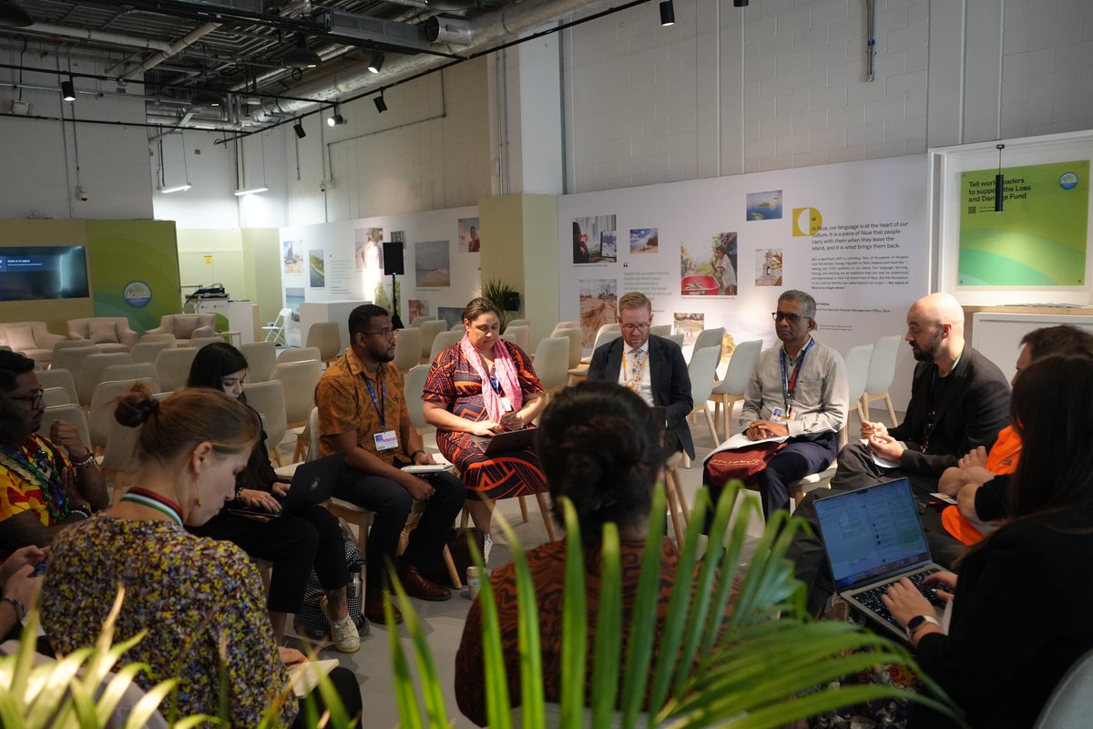 CANPacificIs's tweet photo. As the pressure builds up on the final week of #COP28 to deliver an ambitious outcome, #PICAN & #CSO reps held a bilateral meeting with @AOSISChair Lead Negotiator, Anne Rasmussen and her team to discuss strategies, to support negotiations and keeping the goal of 1.5 alive. https://t.co/EhwSswfFfc