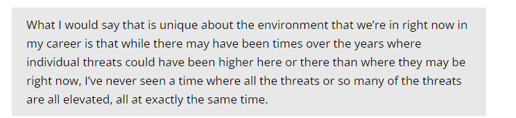 Middleclass1967's tweet image. #ChrisWray Finally Admits Terrorist Threat to U.S. Has Reached Unprecedented Levels. #Biden is failing to protect Americans, #Ukraine is his priority. #NationalSecurity #OpenBorder #Terrorism  pjmedia.com/miltharris/202…