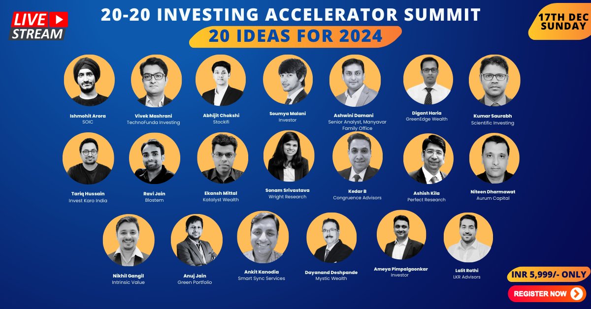 ias_summit's tweet image. 20-20 Virtual Investing Accelerator Summit is here🤩

Join us as we host 20 Smartest advisors  and Investors to present their understanding of 1 Business in 20 minutes! 

Learn about 20 Business in 1 DAY

Date: 17th Dec, Sunday

Register NOW👇

🔗: rzp.io/l/2020IAS

🚀🚀🚀