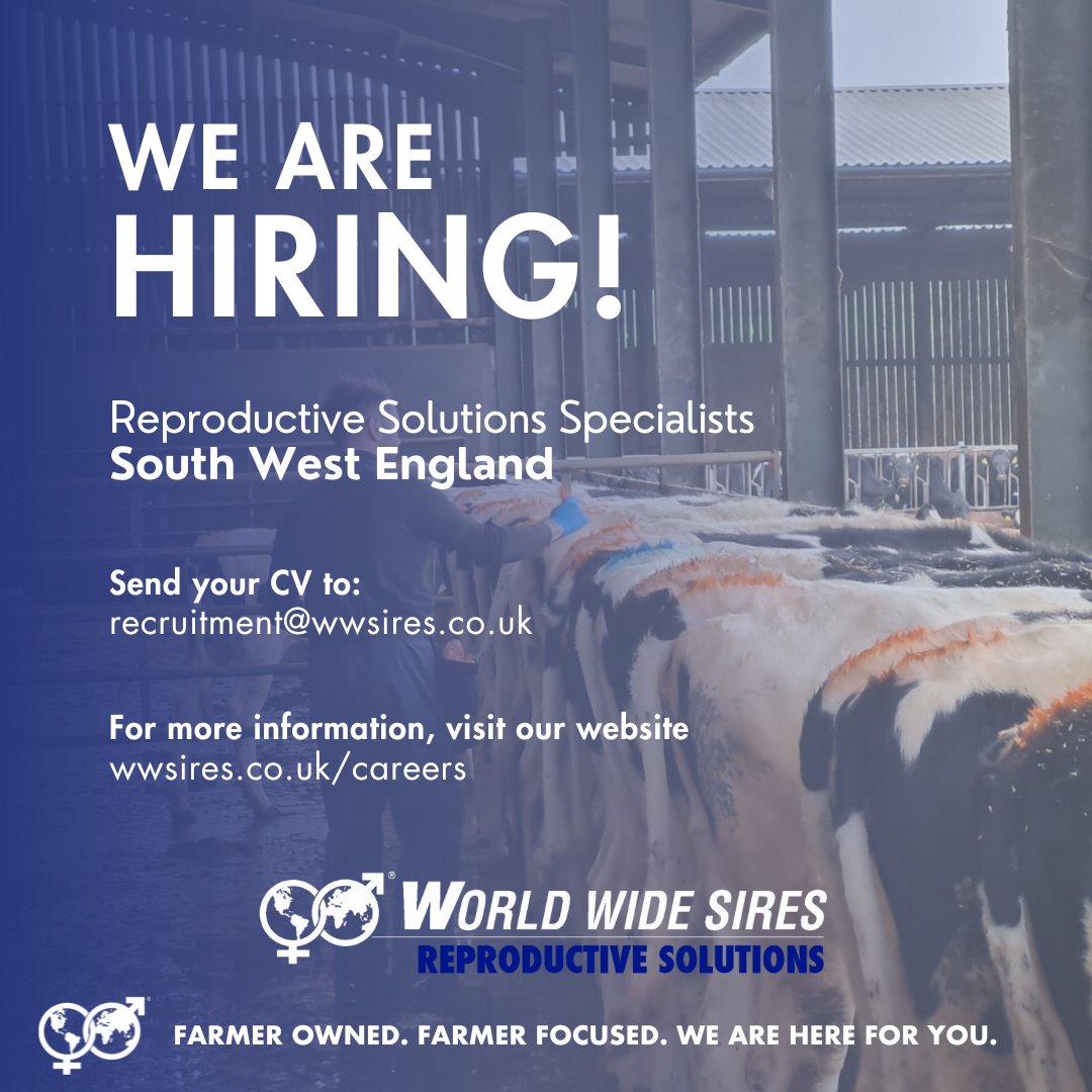 𝗪𝗼𝗿𝗹𝗱 𝗪𝗶𝗱𝗲 𝗦𝗶𝗿𝗲𝘀 𝗜𝘀 𝗛𝗶𝗿𝗶𝗻𝗴!
Join our team as Reproductive Solutions Specialists - South West England
For more information, visit our website: wwsires.co.uk/careers