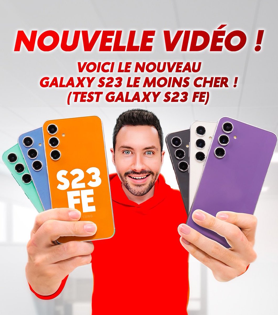 NOUVELLE VIDÉO 🎥 Il sort aujourd’hui et je l’ai déjà pris en main, voici le nouveau Galaxy S23 FE, le moins cher des S23 ! ▶️ youtu.be/Sd5Yk2Rav5w?si…