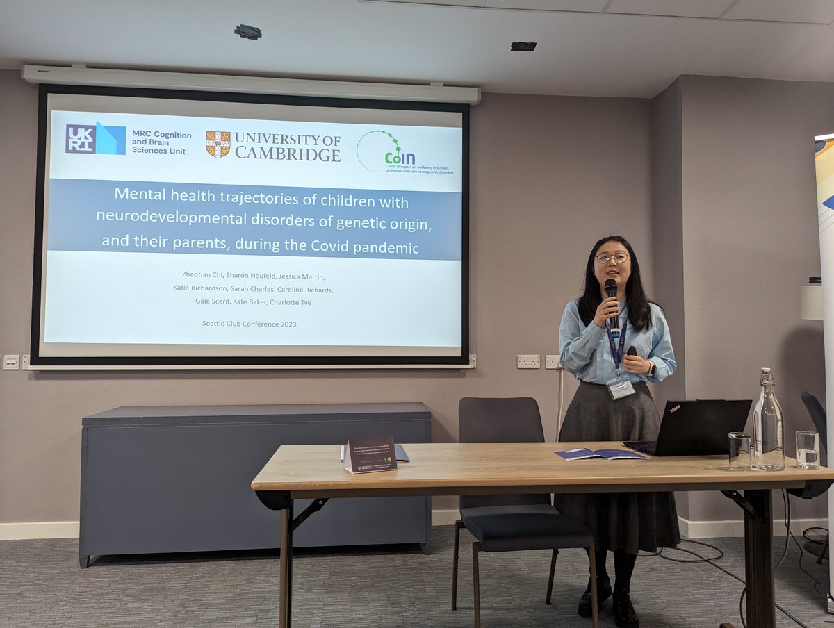 CerebraNetwork's tweet photo. The third presentation in this morning's #SeattleClub2023 Developmental Trajectories is 'MentalHealth trajectories of children with #neurodevelopmental disorders of genetic origin, and their parents during the first year of the #CovidPandemic' - @CZhaotian @mrccbu (Uni of Cam). https://t.co/AdGwmH9e1E