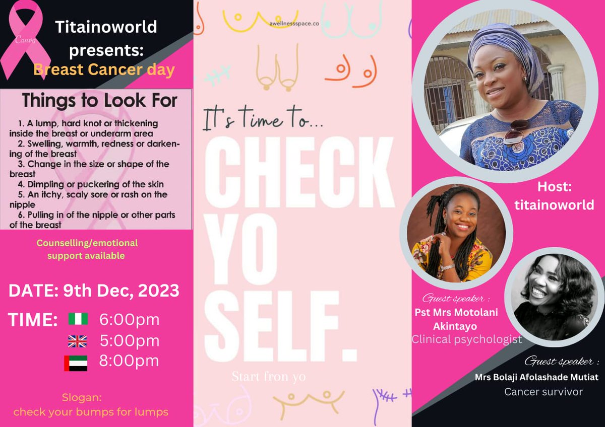 MotolaniAkintay's tweet photo. One of the fastest growing influencers on Tiktok; titainoworld has invited me to educate the society on Mental health and Breast Cancer.

I have a thrilling story to share on this. Please join me on Tiktok- motolaniakintayo, tomorrow by 6pm.Nigerian🇳🇬, 5pm Uk 🇬🇧 6pm UAE time🇦🇪. https://t.co/XWvXnVWMIo