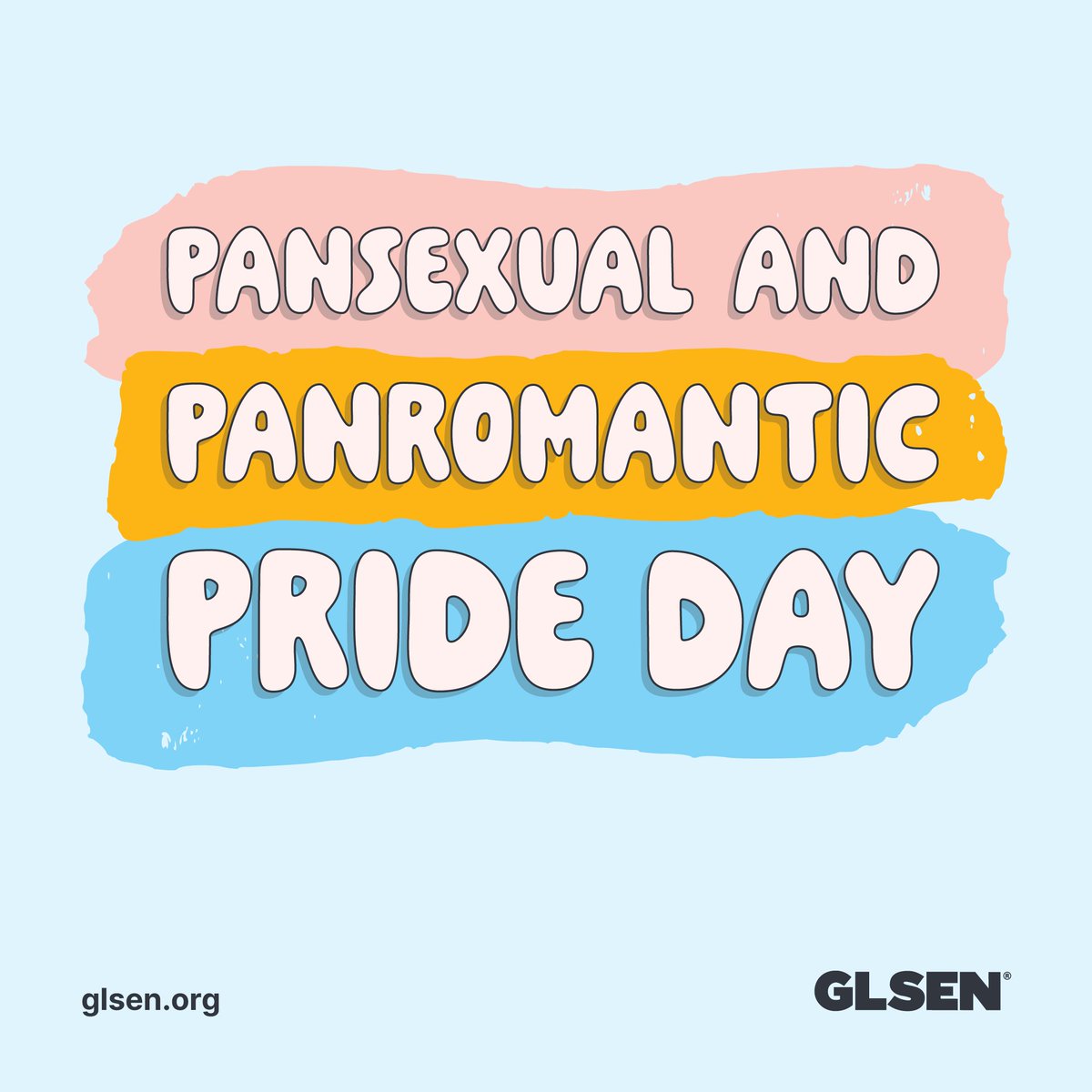 Today we honor the pan community! Happy Pansexual and Panromantic Pride Day!

.
.
.
Image description: On a light blue background the text reads "Pansexual and Panromantic Pride Day". The text is highlighted with pink, yellow, and blue