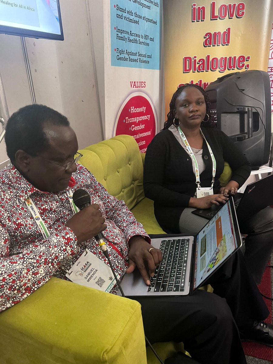 ACHAPlatform's tweet photo. Today, at the #ICASA2023, our colleague Ruth Gemi, together with Dr. Samuel Mwenda, is passionately sharing @ACHAPlatform's vision: Health and healing for all in Africa. Proudly representing 43 member organizations in 32 countries. 🌍#ACHAP #HealthForAll https://t.co/50EWH4wCTI