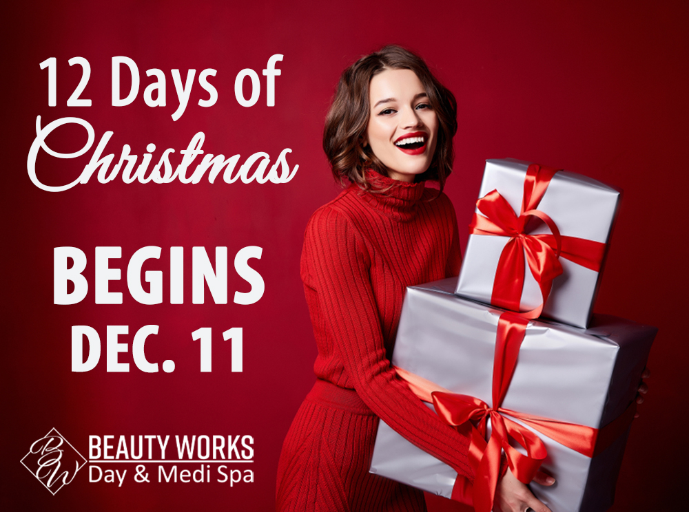 Mark Your Calendar and Get Ready to SAVE!
Yes, the Beauty Works 12 Days of Christmas begins on Monday, December 11, 2023. Check our social media each day for twelve amazing unique daily deals on our products, treatments and much more! 
#12DaysOfChristmas #DailyDeals #BeautyWorks