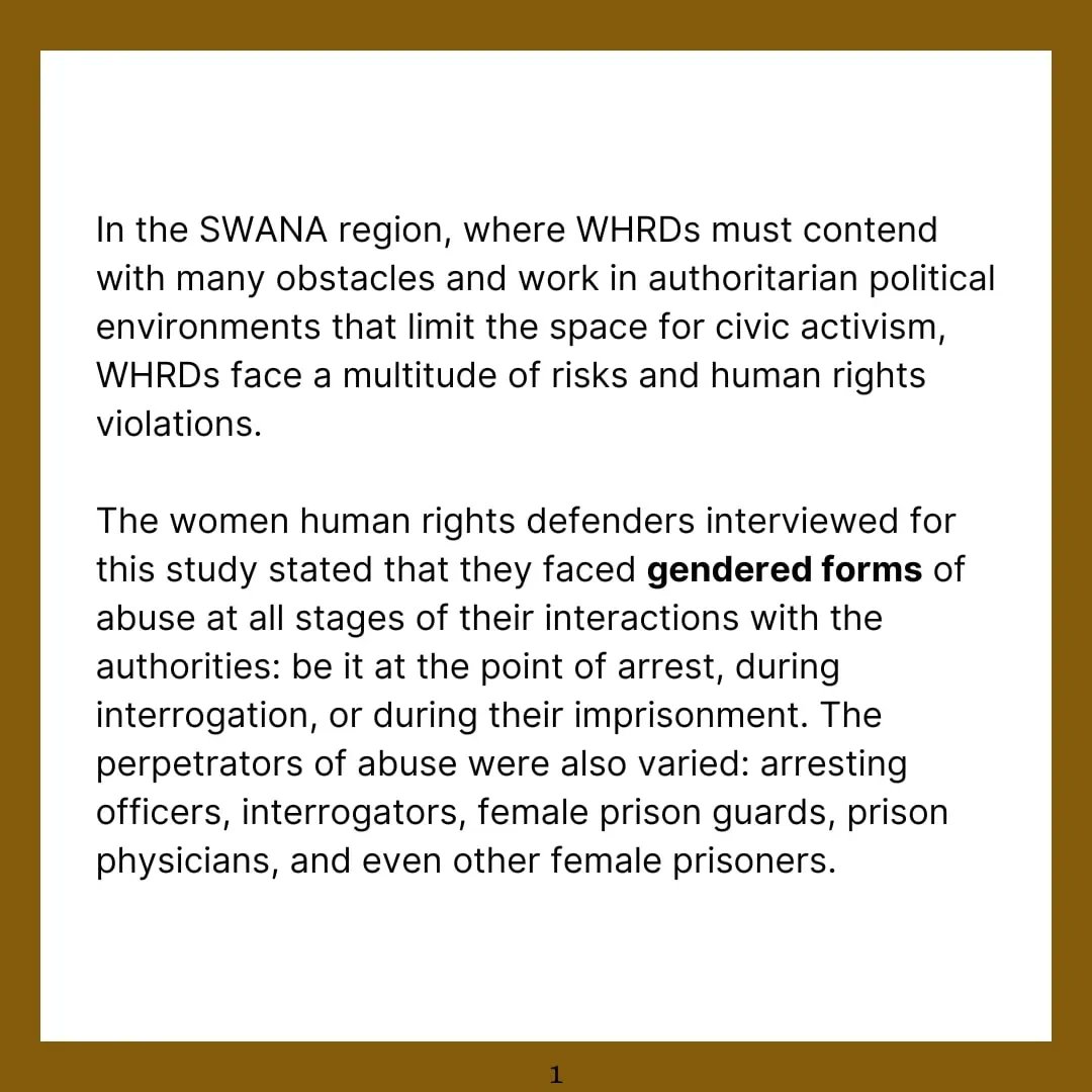 FemenaNet's tweet photo. In the #SWANA region, where WHRDs must contend with many obstacles and work in authoritarian political environments that limit the space for civic activism, WHRDs face a multitude of risks and human rights violations.

#16DaysOfActivism 
#SupportWHRDs https://t.co/IyW4BOGQcJ