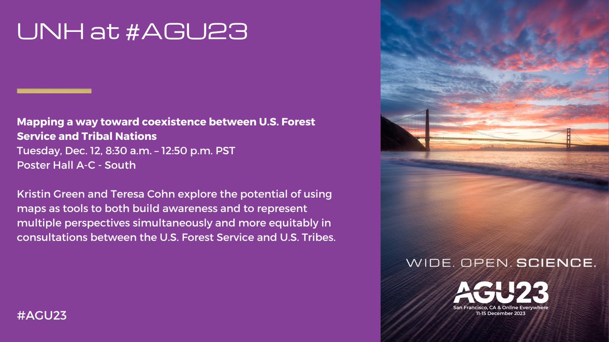 unhresearch's tweet image. Headed to #AGU23? We are! 100+ UNH Earth 🌏, space 🛰️ and ocean 🌊 scientists will present at @theAGU fall meeting. Connect with us at a session, in the poster hall and at  booth #330. Some highlights below; full schedule of @uofnh presentations here ➡️unh.edu/research/unh-a…