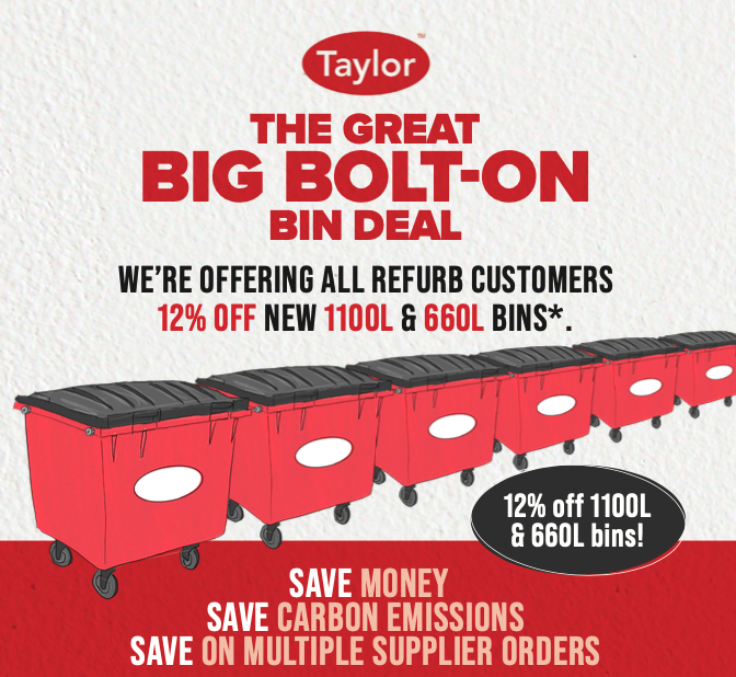 Order in time for us to deliver your new #bins with your returning refurbished units and you'll get 12% OFF EVERY NEW BIN that you can fit on the truck. 

To take advantage of The Great BIG Bolt-on Bin Deal, call us on 01299 251333 or email customerservices@egberttaylor.com.