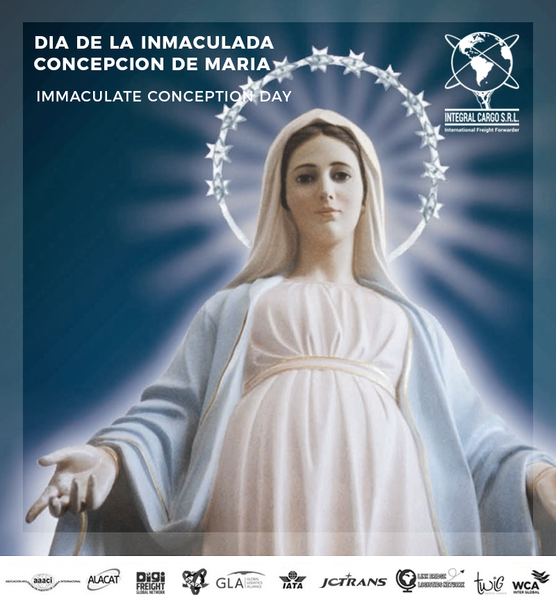 integralcargo's tweet photo. 8 de Diciembre - DIA DE LA INMACULADA CONCEPCION DE MARIA.

Nuestras oficinas permanecerán cerradas el viernes 08 de diciembre de 2023 debido al feriado por el día de la Inmaculada Concepción de María.
Atentos saludos. https://t.co/pbvHLFTETR