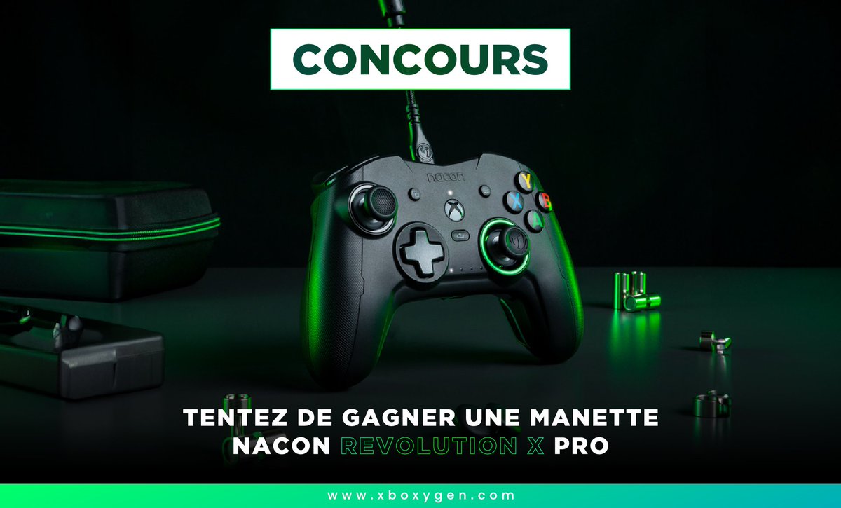 Xboxygen's tweet image. 🎁 CONCOURS 🎁

Tentez de gagner la manette NACON Revolution X Pro pour Xbox et PC !

🎮 Une manette premium idéale pour la compétition avec licence Dolby Atmos for Headphones incluse.

Pour participer : 
✅ RT &amp;amp; Follow @Xboxygen

RDV sur Instagram et Facebook pour en gagner 2…