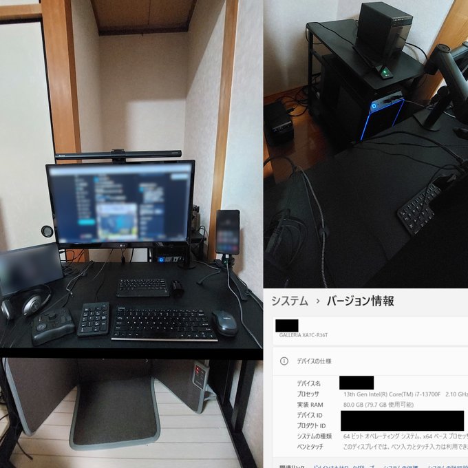 GALLERIA XA7c  本体デカいですねｗ  みんなみたいに光らせてないんですが RAM80GB載せて快適に動画編集しています  一番のお気に入りポイント 【静音性】 BTOでつけれるだけ静音ファンつけただけです 動画エンコ中も静か　本体内部温度も30℃そこそこで満足  @dospara_web <a class="tags" target="_blank" title="On Twitter" href="/?out=eyJ0eXAiOiJKV1QiLCJhbGciOiJIUzUxMiJ9.eyJpYXQiOjE3MjY5MDAzMjIsImlzcyI6InR3cG9ybnN0YXJzLmNvbSIsIm5iZiI6MTcyNjkwMDMyMiwiZXhwIjoxNzU4NDM2MzIyLCJyZWRpcmVjdF91cmwiOiJodHRwczovL3R3aXR0ZXIuY29tL2Rvc3BhcmFfd2ViIn0.itzcvEi9kOqYzjNADFKmBN2gfSe67-Egy06qqxrmUMK4wkOR06bgQXm2zhmbbQD5Zn5nfix_ClD6AXjitKxkbw">@dospara_web</a><a href="/tag/%E3%83%89%E3%82%B9%E3%83%91%E3%83%A9%E3%82%BB%E3%83%83%E3%83%88%E3%82%A2%E3%83%83%E3%83%97"class="tags"><span>#ドスパラセットアップ</span></a>