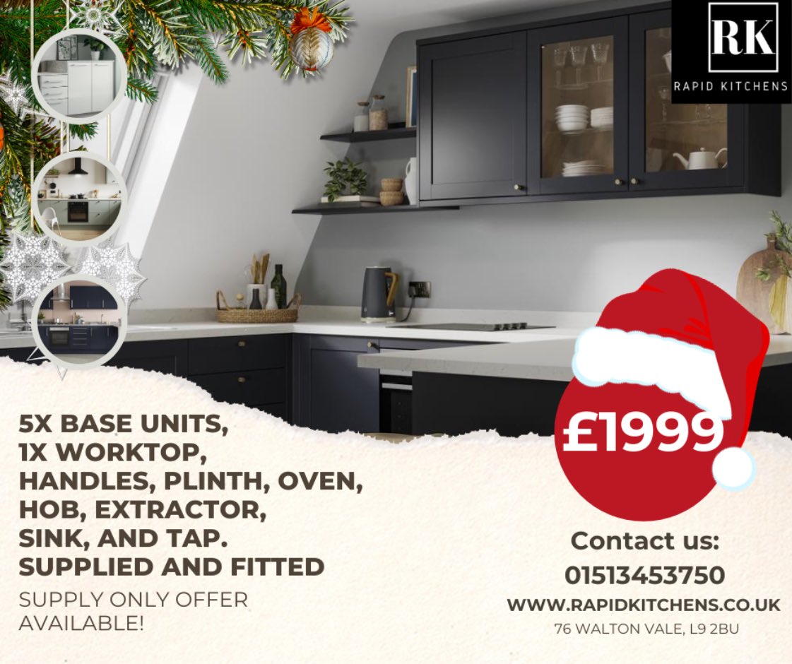 kitchenmkeover's tweet photo. Christmas Promo on Kitchen Appliances and Renovation by @Rapidkitchens 🥳

Get all of these supplied and fitted for £1999:

- 5X BASE UNITS
- 1X WORKTOP, HANDLES
- PLINTH, OVEN
- HOB
- EXTRACTOR
- SINK
- TAP

Send a DM to @Rapidkitchens for any enquiries Or booking. https://t.co/RoWomLMoD5