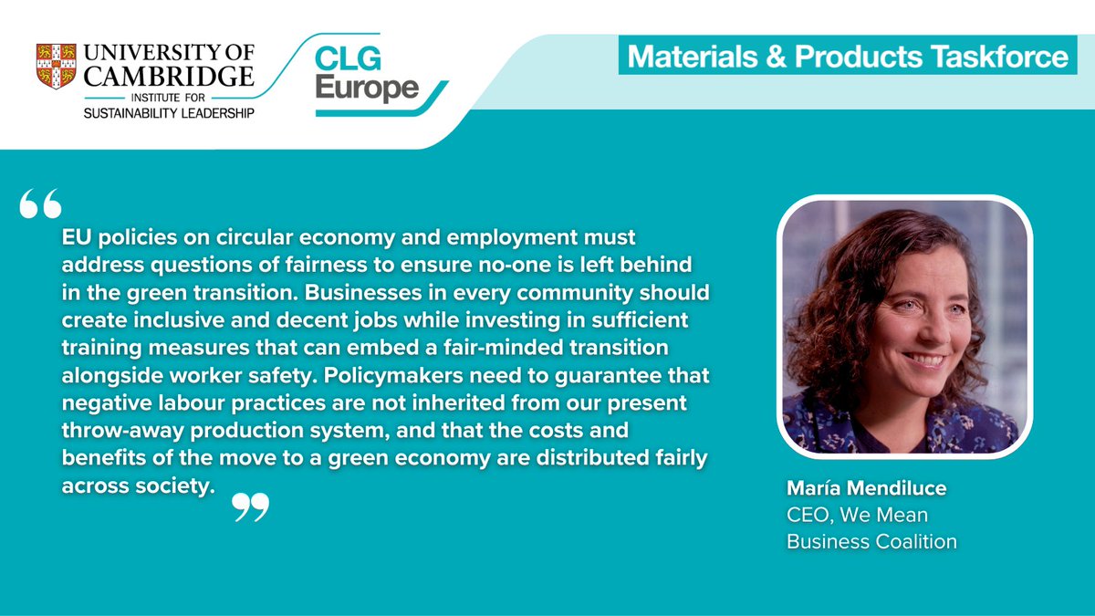🌱🌍'EU policies on circular economy and employment must address questions of fairness to ensure no-one is left behind in the green transition.' @mendiluce, CEO of @WMBtweets: we need inclusive, decent jobs and comprehensive training. 🔗Read the report bit.ly/3Rh5A0N