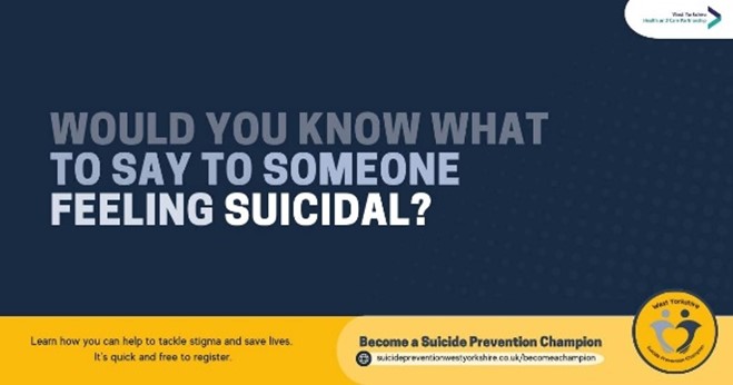 This time of year can be challenging for many, with money or family worries, grief &amp; loneliness often feeling intensified.
Learn how you can help anyone struggling, become a #SuicidePreventionChampion
👉suicidepreventionwestyorkshire.co.uk/becomeachampion @wypartnership