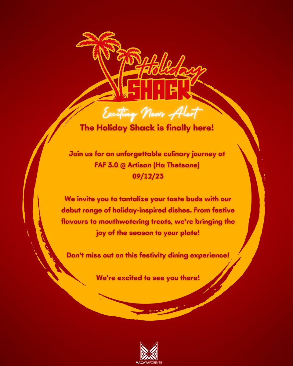 MacayaForever's tweet photo. Check out Macaya Forever’s latest offering, Holiday Shack (IG: @holidayyshack)🌴 A 24-hour holiday pop-up restaurant experience. 😌 https://t.co/r1mG1TuDpT