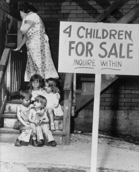 The story behind the infamous '4 Children for Sale' photograph in 1948 is heartbreaking. 

Lucille Chalifoux, the mother in the photo, was facing eviction from her apartment and, with no other options, made the difficult decision to sell her four children. 

The photo captured…