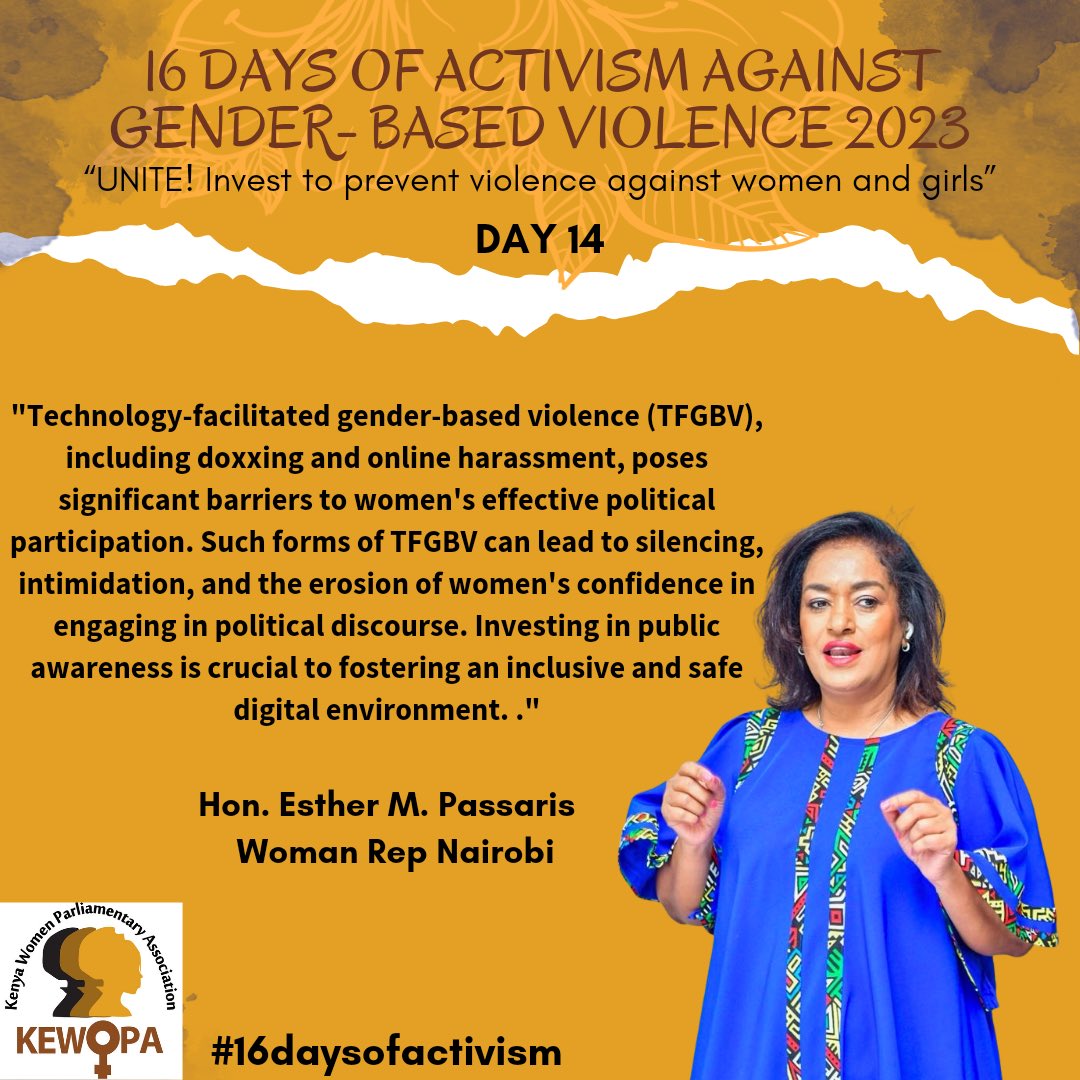 #16DaysOfActivism2023 On DAY 14 we call for Increased investment for awareness creation on #TFGBV 
@EstherPassaris 
@USAID 
@UN_Women