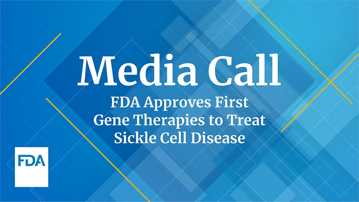 LIVE NOW: The media call on the approval of the first gene therapies to treat sickle cell disease is happening now! Stream it here ➡️ youtube.com/live/7m6kENCvx…