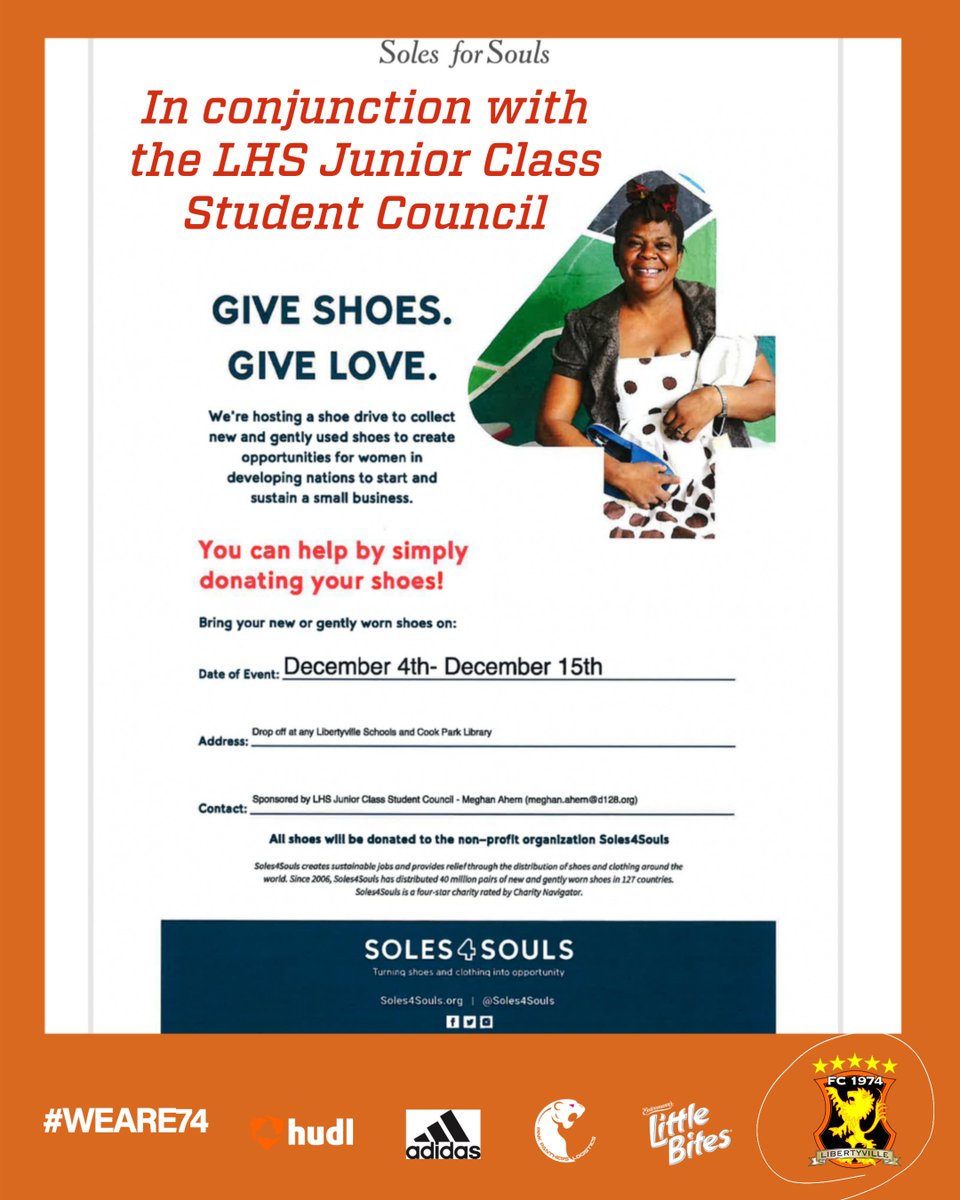 This giving season, please help out and donate any used shoes for Soles for Souls. If you cannot make it to the drop off locations, drop at GLSA Office and we will take care of it. #weare74
