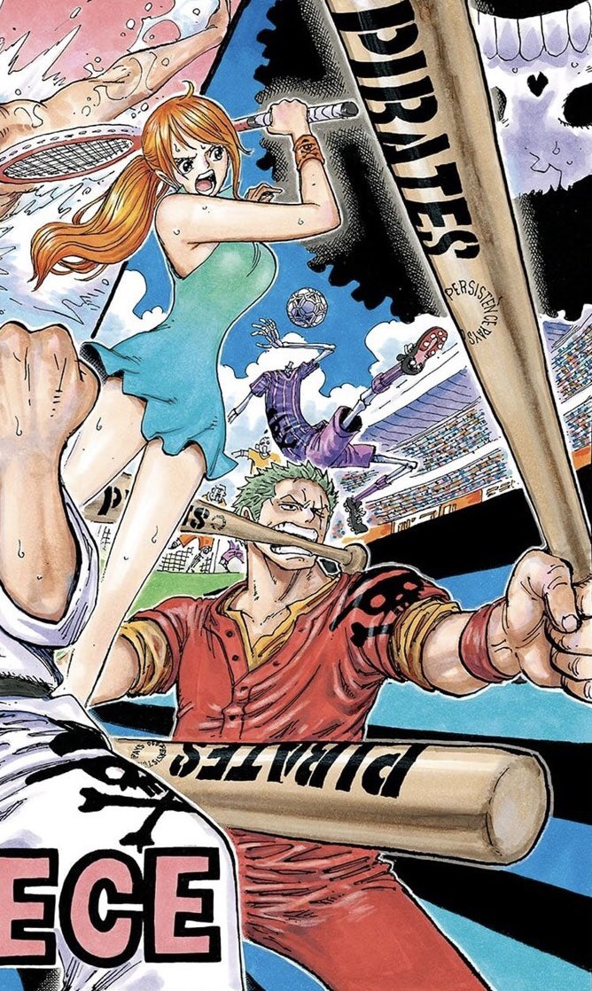 trrrrav__'s tweet photo. love when oda draws zoro holding three things when he’s not using his swords https://t.co/AbgL2OPL8Q