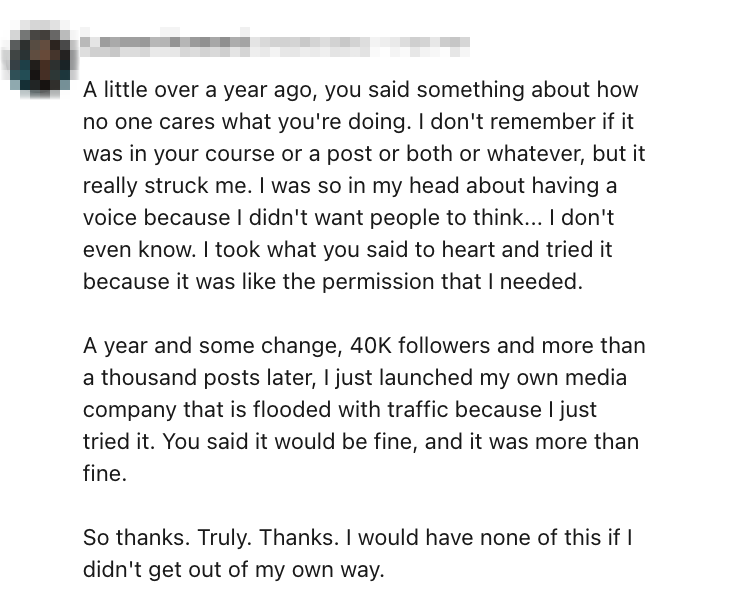 Read this message &amp; remember:

Get out of your own damn head.

This message made me want to run through a brick wall.