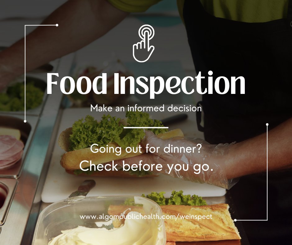 AlgomaHealth's tweet photo. Get to know more about where you are eating before you place the order. We inspect all food establishments in Algoma and post the results online.

Check out the inspection results today: https://t.co/PjuJSve8ir

Have a food safety concern? Let us know: https://t.co/nC8Gl0PahE https://t.co/0AJ7NwIMzP