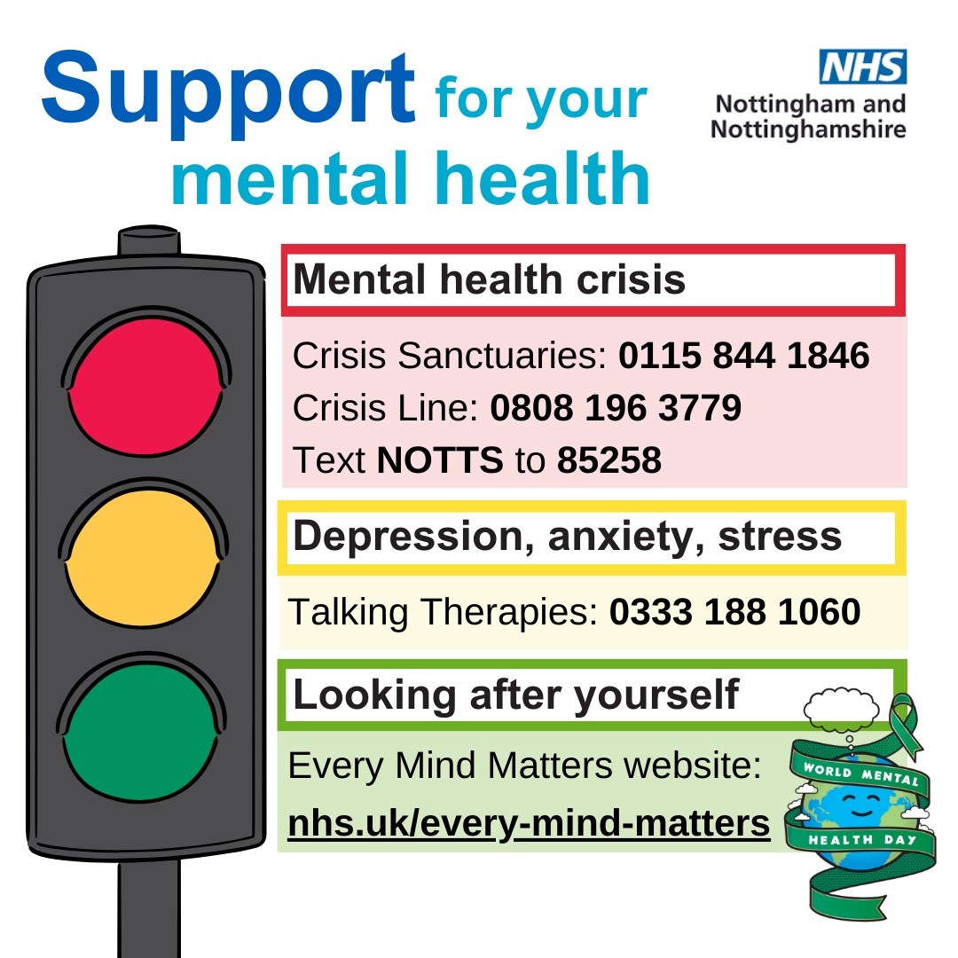 Do you live in Nottingham and Nottinghamshire and need support for your mental health? There are lots of resources available to meet your needs. Find local services and referral details on the @NHSNotts website orlo.uk/FXHmB