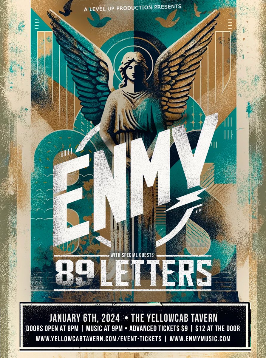 First show of the year we will be supporting <a href="/enmymusic/">ΞNMY</a> 
January 6th at Yellowcab in Dayton.  We are excited for this one.

Art by:  <a href="/ummgeoff/">geoffrey alan</a> 

Tickets available here:
checkout.square.site/buy/ZX3YLP3USV…