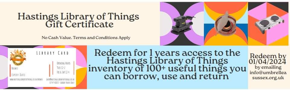 All killer no filler stocking fillers, or a slightly late Chanukah gift. £3 bargain 
Buy  umbrellasussex.org.uk/join