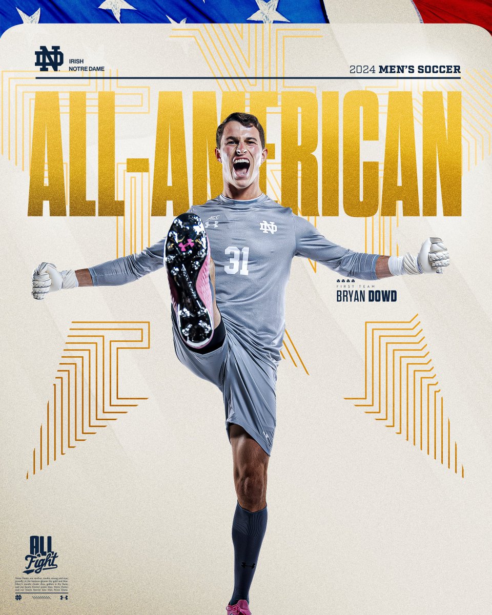 🇺🇸🇺🇸🇺🇸 The best GK in the country, Bryan Dowd has been named a @UnitedCoaches First Team All-American! #GoIrish☘️