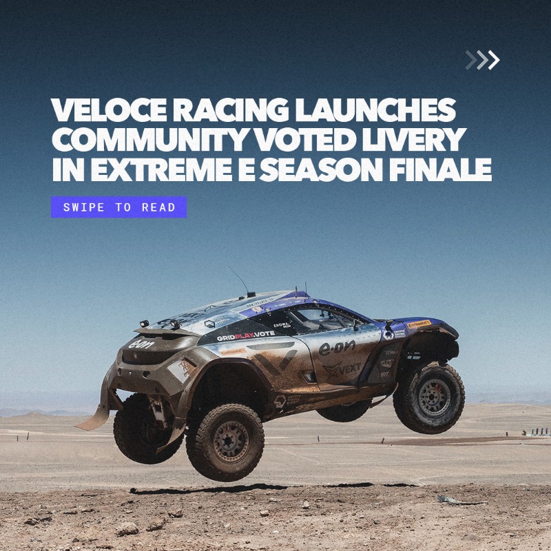 vextoken's tweet photo. You voted and we actioned!

The $VEXT x @Veloce_Racing livery not only featured on track in Chile, but it also won the final @ExtremeELive race, too! ⚡

#VEXT #copperxprix