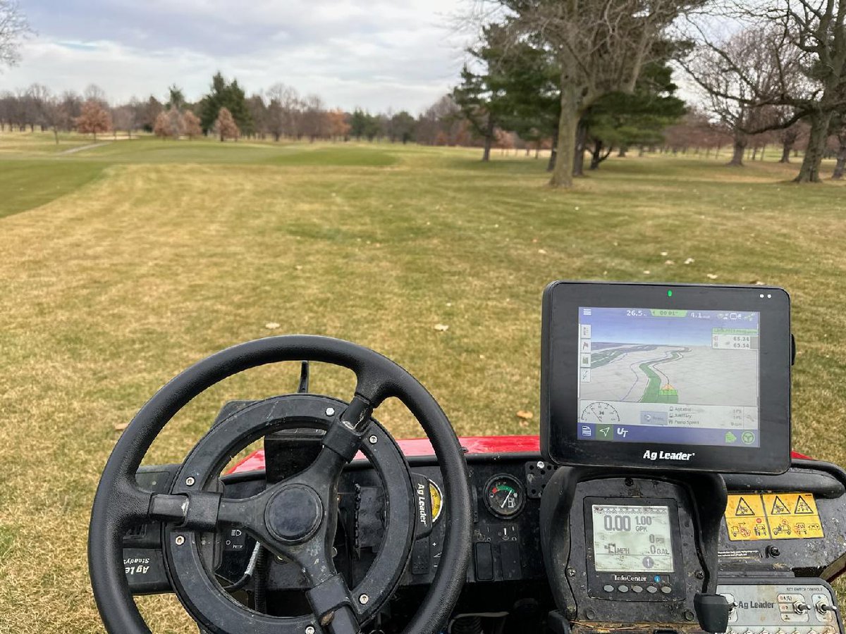 SuperTimG132's tweet photo. What month is it? Spraying Defendor/Barricade, topdress greens, deeptine greens, sod work project areas, always blowing leaves, remapping sprayer boundaries, prep for irr inlet extention. That was just yesterday. @Drew_Boekholder @toddcarter96 killing it as usual!! #appreciation https://t.co/bSVnpR1Uo6