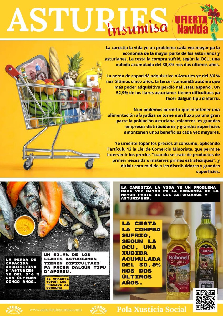 Asturies_insu's tweet photo. CON ESTA CARESTÍA VAMOS COMER UNA VEZ AL DÍA

La cesta la compra sufrió una xubida acumulada del 30,8% nos dos últimos años. https://t.co/OUMJZIFLlc