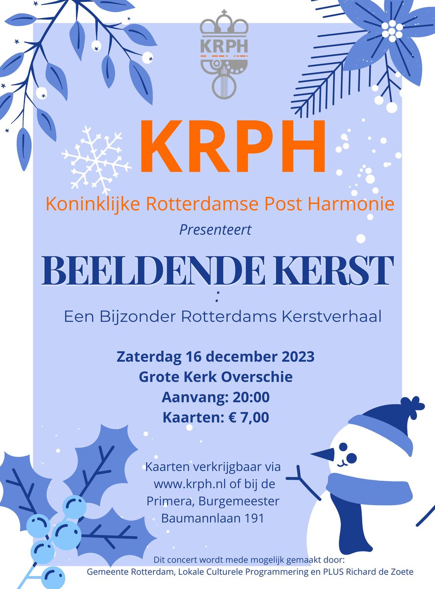KRPHnl's tweet photo. Beeldende Kerst, een Bijzonder #Rotterdams #Kerstverhaal 
De #KRPH neemt het publiek mee op reis door de stad #Rotterdam. Zij volgen de avonturen van een sneeuwvlokje dat door de stad dwarrelt en daar allerlei avonturen beleeft. https://t.co/KPY3alRPvk
#GroteKerkOverschie #kerst https://t.co/EUYc1cqQAy