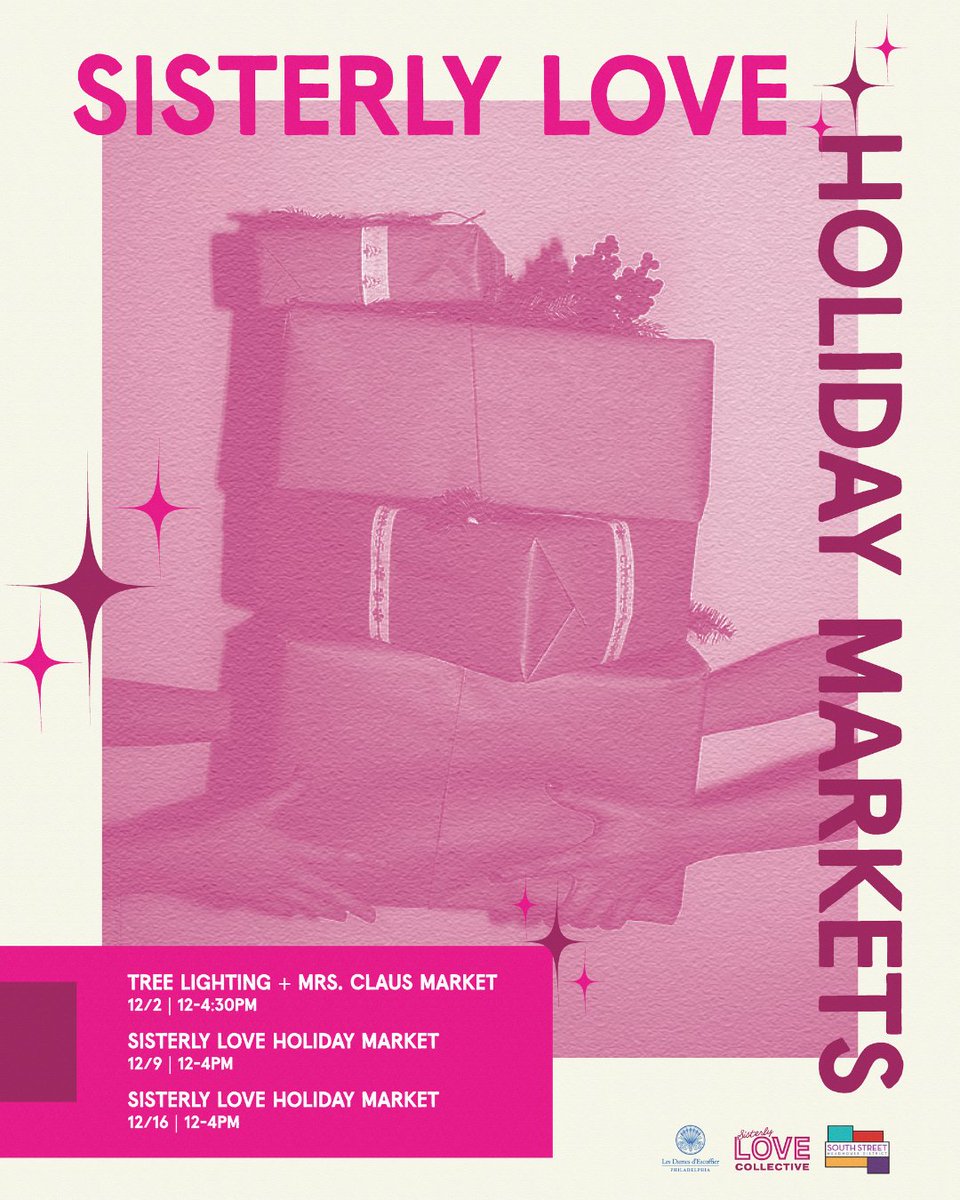 Support Women Owned Businesses this holiday season!🎄 Sisterly Love Collective is taking over this month for the 3rd annual holiday pop-up markets! ✨ Grab gifts for your loved ones and shop local this wknd!🛍 Tap the 🔗 below! 💫 southstreet.com/events/sisterl… #SouthStreetPhilly