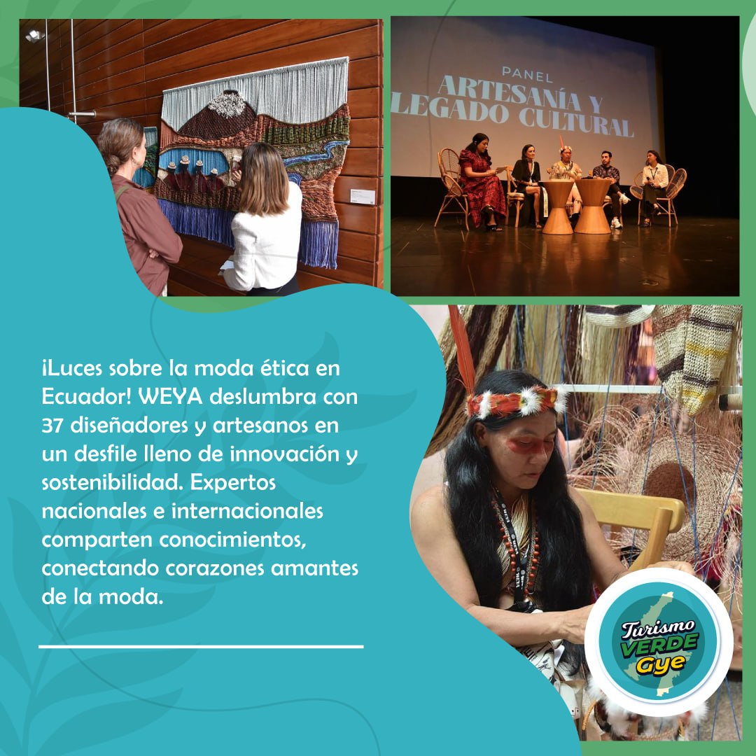 TurismoVerdeGYE's tweet image. ✨👗 ¡Luces sobre la moda ética en Ecuador! 🇪🇨🌿 WEYA deslumbra con 37 diseñadores y artesanos en un desfile lleno de innovación y sostenibilidad. Expertos nacionales e internacionales comparten conocimientos, conectando corazones amantes de la moda. 💚🌐 #ModaÉtica #WeyaLatam
