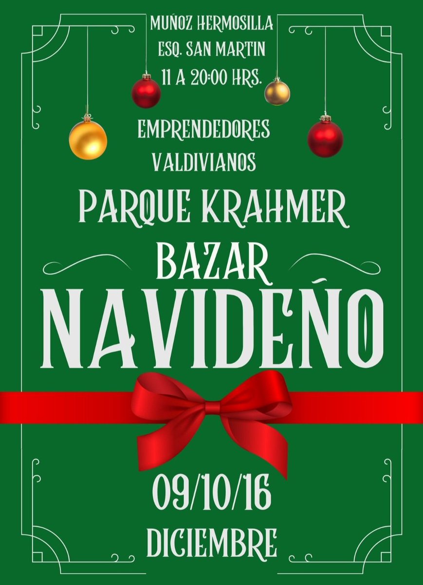 AleeGabb's tweet photo. #valdiviacl mañana! Feria navideña en parque krahmer 🎄👇🏼 más de 60 expositores https://t.co/6kB0r2cUiW