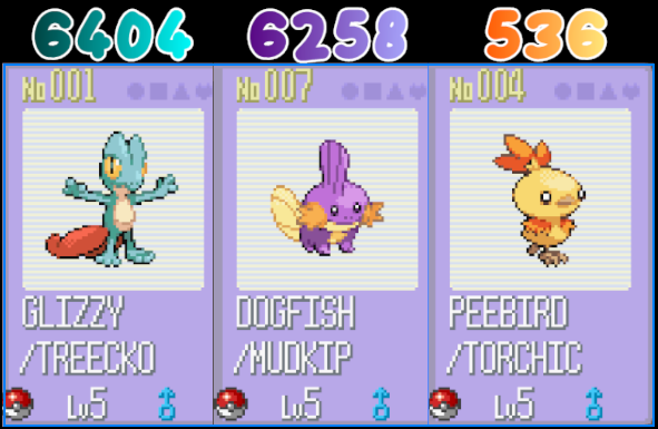 Gargoylema's tweet photo. Last Hoenn starter done. in total I did 19,238 checks for all 3 of the starters and only saw 4 poochyena!✨✨ https://t.co/4IcgNTp9W9