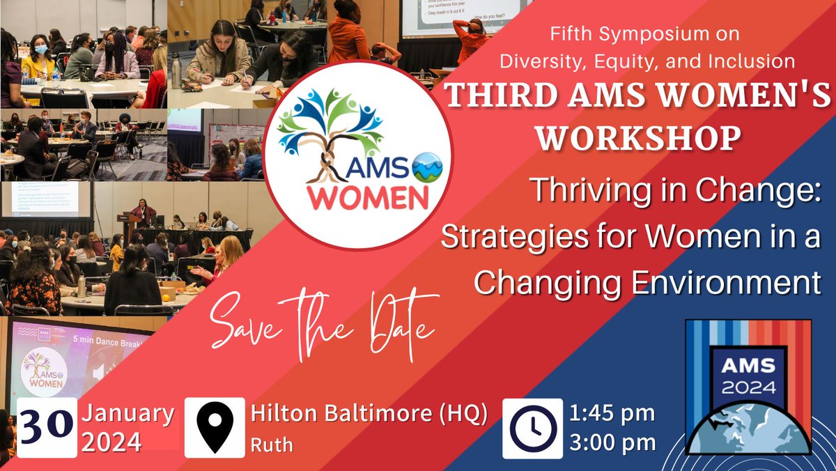 🗓️ Tuesday, Jan. 30th at 1:45 PM EST Navigating change is a part of our growth, but what are some strategies women are using within their changing environments? Join us for the Third AMS Women's Workshop to explore how we can thrive and support each other! 💪🏽