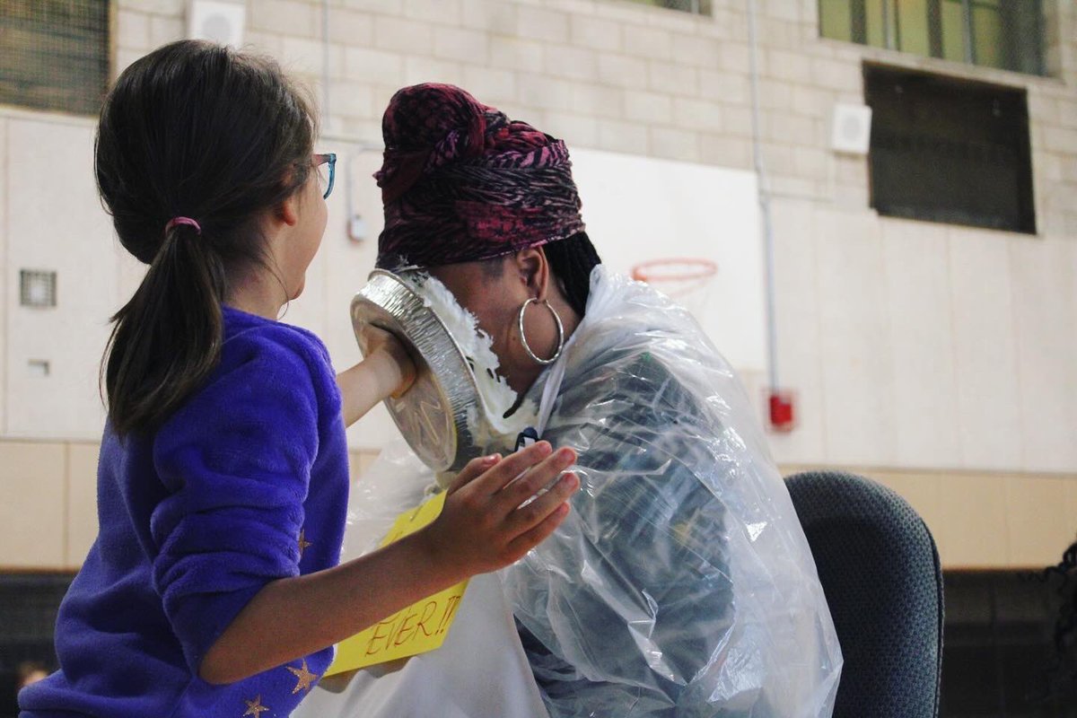 Rcsd34's tweet photo. Our first annual Pie the Principal was a success! Ms. Collins was pied by both Kindergarten and Sixth Grade. Big thanks to everyone who brought in their coins to make this possible and to Ms. Collins for volunteering to be pied!🥧💙❤️ #gotigers #makeschoolfun #pietheprincipal https://t.co/u2XtUIctcz