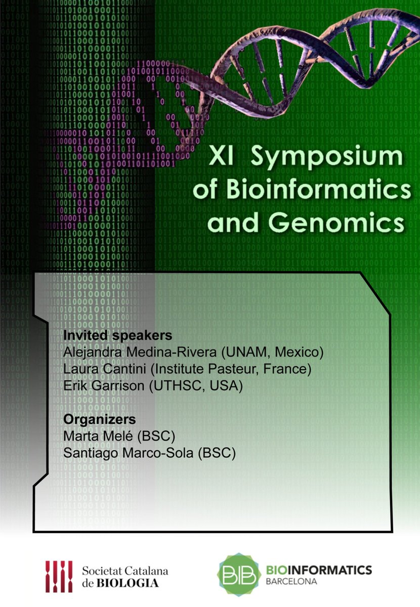 Últims dies per apuntar-se a la Jornada de #bioinformàtica i #Genòmica el proper 15 i 16 de desembre 🧬

Inscripcions ▶️ tuit.cat/T2e2y