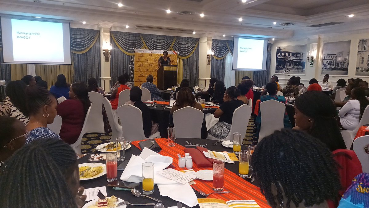 Dr. Anyango Ochieng, Assistant Director Research, Monitoring, Evaluation at the National Gender and Equality Commission making remarks at the ongoing @KIMKenya #ManaginginHeels ladies dinner