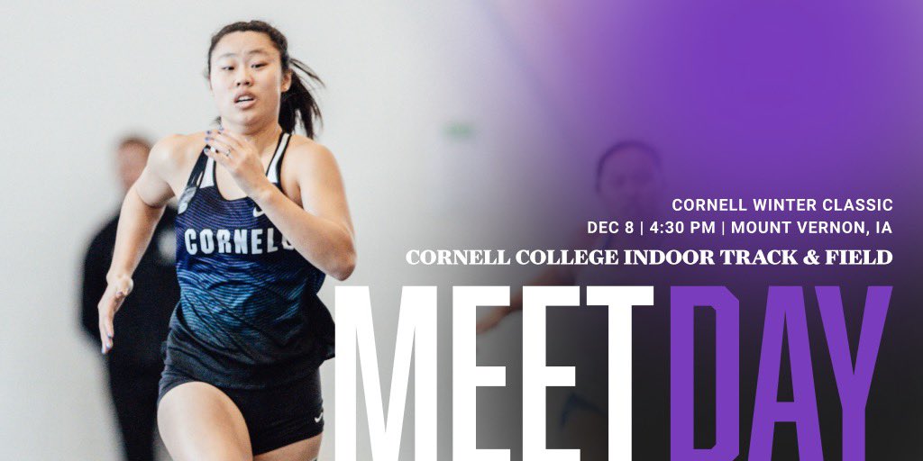 🟣⚪️𝑴𝑬𝑬𝑻 𝑫𝑨𝒀⚪️🟣 The Rams open up their indoor season at home tonight at the first annual Cornell Winter Classic! 🏟️The SAW | Fieldhouse 📍Mount Vernon, IA 🕟4:30pm: Field Events 🕡6:30pm: Running Events 📊 live.kauderraceresults.com/meets/29126 #RollRams | #RAMILY